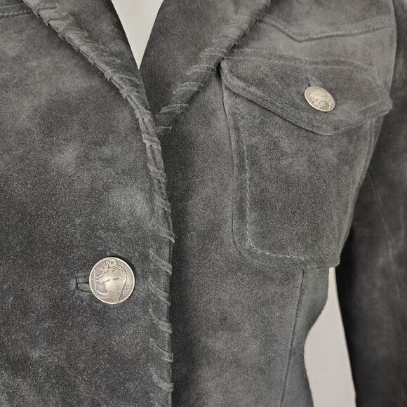 LRL Lauren Jeans Co Ralph Lauren Black Suede Fringe Western Jacket Size 4 - Picture 16 of 17